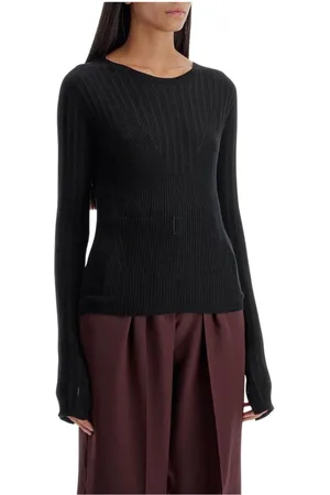 Lanvin Swetry, Kobieta, Czarny, M, Czarny Zestawiony Sweter z Wełny