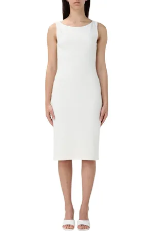 Emporio Armani Sukienki, Kobieta, Biały, 2XS, Elegancka Biała Sukienka Midi