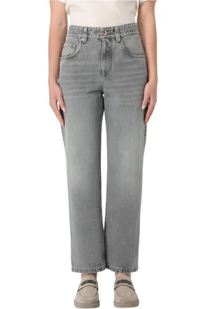 Brunello Cucinelli Jeansy, Kobieta, Szary, S, Niebieskie Straight Leg Jeansyy dla Kobiet