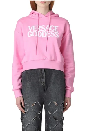 VERSACE Bluzy, Kobieta, Różowy, S, Bogini Różowy Bawełniany Sweter