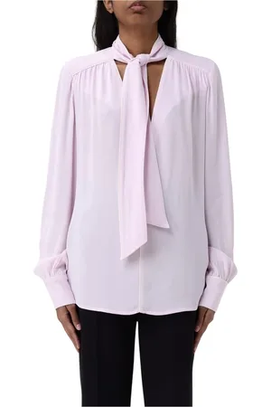 Elisabetta Franchi Bluzki, Kobieta, Różowy, L, Jedwabna Bluzka z Kokardą