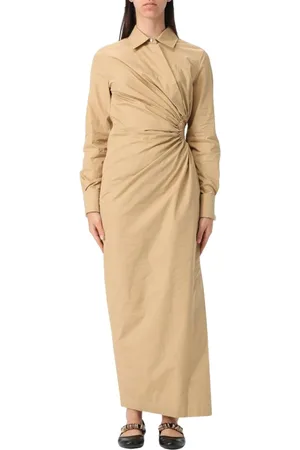 Max Mara Sukienki, Kobieta, Beżowy, 2XS, Czarna Sukienka Maxi z Marszczeniami Elegancki Styl