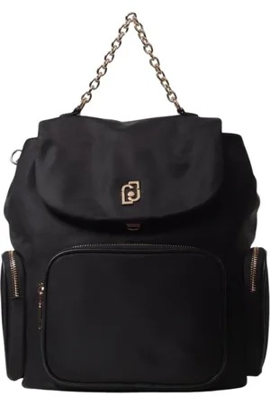 Liu Jo Torebki, Kobieta, Czarny, ONE SIZE, Nylon, Czarny Plecak z Łańcuchowym Paskiem