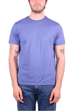 Peuterey Koszulki, Mężczyzna, Niebieski, L, Niebieski Jedwabny & Bawełniany T-shirt