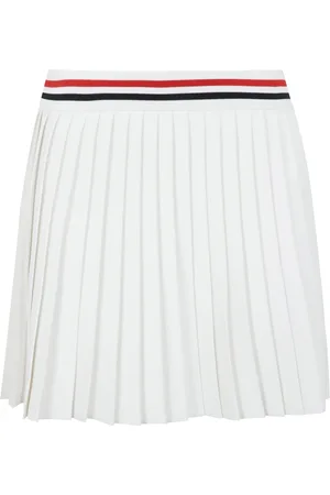 Thom Browne Spódnice, Kobieta, Biały, S, RWB Plisowana Spódnica z Paskiem