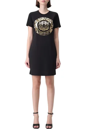 Roberto Cavalli Sukienki, Kobieta, Czarny, XS, Sukienka z Tygrysim Głową