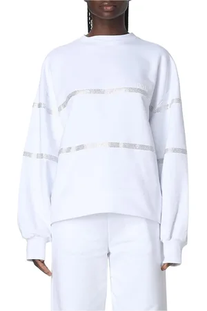 GCDS Bluzy, Kobieta, Biały, M, Biała Bluza z paskiem ze sztucznymi kamieniami