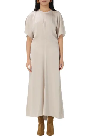 Isabel Marant Sukienki, Kobieta, Biały, M, Elegancka Sukienka Midi z Krótkim Rękawem