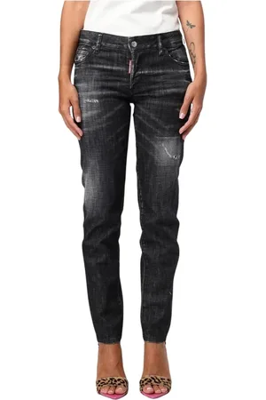 Dsquared2 Jeansy, Kobieta, Czarny, S, Denim, Czarne zniszczone wąskie jeansy
