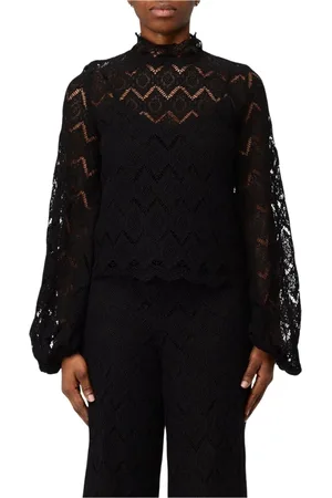 Twin-Set Bluzki, Kobieta, Czarny, 2XS, Elegancki Koronkowy Top dla Kobiet