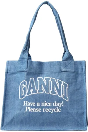Ganni Torebki, Kobieta, Niebieski, ONE SIZE, Denim, Torba Torebka z Wiadomością