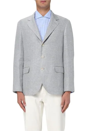 Brunello Cucinelli Kurtki, Mężczyzna, Szary, XL, Len, Elegancki Szary Blezer dla Mężczyzn