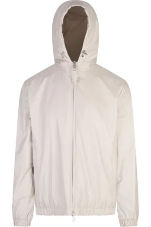 Moncler Kurtki, Mężczyzna, Biały, L, Skóra, Biała Kurtka Zimowa Skóra Logo Kaptur