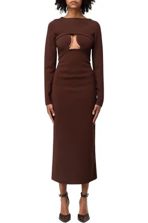Cult Gaia Sukienki, Kobieta, brązowy, S, Elegancka Długa Sukienka
