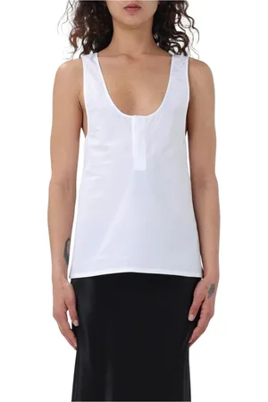 Saint Laurent Koszulki, Kobieta, Biały, S, Biała Bluzka Bez Rękawów Elegancki Styl