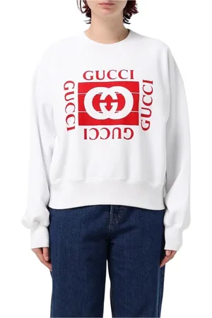 Gucci Bluzy, Kobieta, Biały, ONE SIZE, Elegant Logo Crewneck Sweatshirt