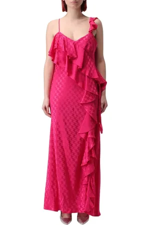 Msgm Sukienki, Kobieta, Różowy, S, Fuchsia Rozkloszowana Sukienka Maxi