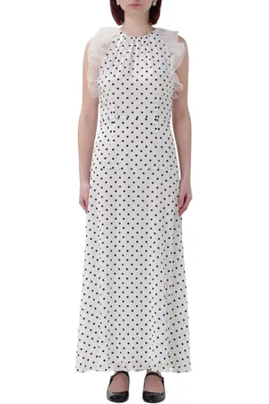 Alessandra Rich Sukienki, Kobieta, Biały, M, Elegancka Sukienka Maxi w Groszki