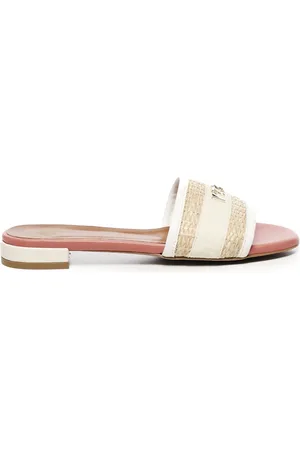 V°73 Buty, Kobieta, Beżowy, 40 EU, Beżowe Skórzane Sandały Odkryte Palce