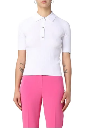 Michael Kors Koszulki, Kobieta, Biały, S, Pikowany Sweter Polo