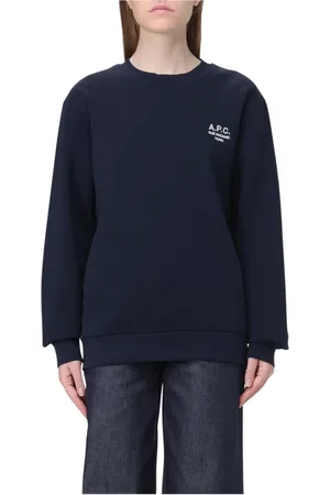 A.P.C. Bluzy, Kobieta, Niebieski, M, Biała bluza z okrągłym dekoltem