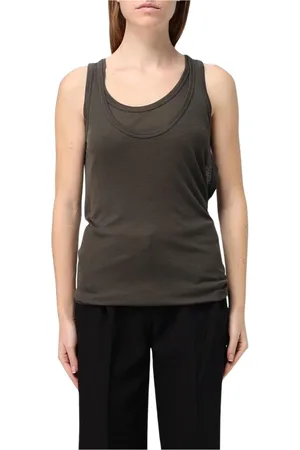 Helmut Lang Koszulki, Kobieta, Szary, L, Szara Top Tank Warstwowy Stylowy Krój