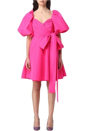 Pinko Sukienki, Kobieta, Różowy, XS, Fuchsia Puff Sleeves Sukienka