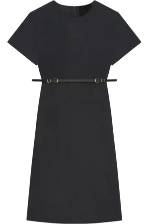 Givenchy Sukienki, Kobieta, Czarny, M, Czarna sukienka kopertowa z paskiem skórzanym