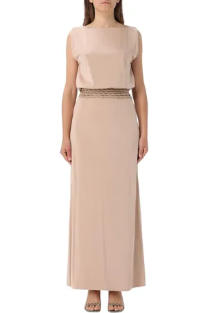 Giorgio Armani Sukienki, Kobieta, Różowy, S, Elegancka Sukienka Maxi z Plecionym Pasem