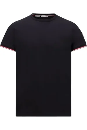 Moncler Koszulki, Mężczyzna, Niebieski, 2XL, Trójkolorowy T-shirt z bawełny w kolorze granatowym