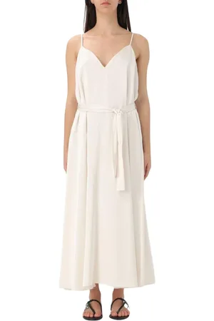 Armani Exchange Sukienki, Kobieta, Biały, M, Elegancka Biała Jedwabna Sukienka Midi