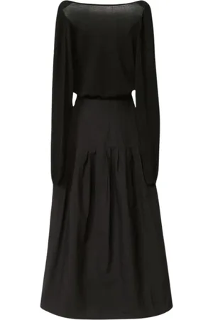 Fabiana Filippi Sukienki, Kobieta, Czarny, 2XS, Czarna Plisowana Maxi Sukienka A-Linii