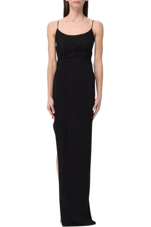 Pinko Sukienki, Kobieta, Czarny, S, Elegancka Sukienka Maxi z Rozcięciem