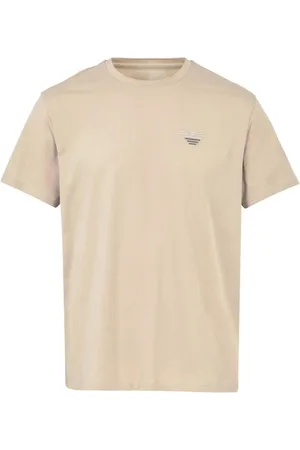 Emporio Armani Koszulki, Mężczyzna, Beżowy, XL, Bawełniany T-shirt