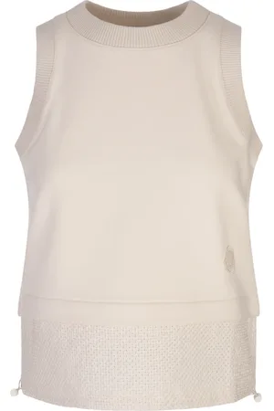 Moncler Swetry, Kobieta, Biały, XS, Biała Bawełniana Top z Żebrem