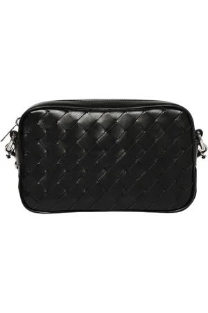 Bottega Veneta Torebki, Mężczyzna, Czarny, ONE SIZE, Czarna Pleciona Skórzana Torba na Ramię