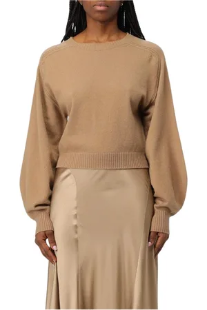 Alberta Ferretti Swetry, Kobieta, Beżowy, S, Kaszmir, Crew Neck Pullover Sweater