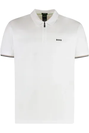 HUGO BOSS Koszulki, Mężczyzna, Biały, 2XL, Koszulka polo z bawełny z ściągaczami