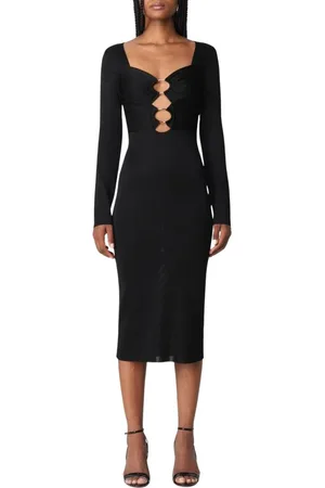 Tom Ford Sukienki, Kobieta, Czarny, M, Czarna Sukienka Midi z Wycięciami