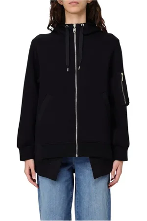 Liu Jo Bluzy, Kobieta, Czarny, 2XS, Elegancki Zip Up Hoodie High Low Hem