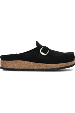 Birkenstock Buty, Kobieta, Czarny, 36 EU, Zamsz, Czarne wsuwane kapcie z zamszu