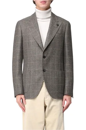 LARDINI Kurtki, Mężczyzna, brązowy, M, Houndstooth Blazer