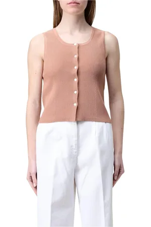 A.P.C. Koszulki, Kobieta, Różowy, M, Różowy Swetrowy Top z Guzikami