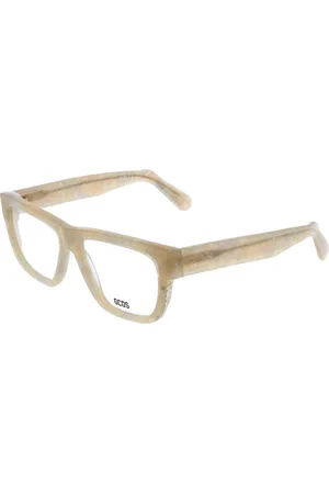 GCDS Akcesoria, Mężczyzna, Beżowy, ONE SIZE, Białe Okulary Optyczne Prostokątne