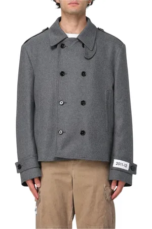 Dolce & Gabbana Kurtki, Mężczyzna, Szary, L, Luksusowy Szary Płaszcz Peacoat