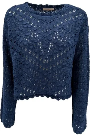 Twin-Set Swetry, Kobieta, Niebieski, S, Round-neck Knitwear