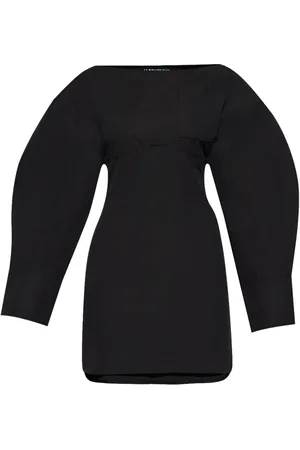 Jacquemus Sukienki, Kobieta, Czarny, S, Czarna Sukienka z Wieloma Warstwami i Dekoltem w Stylu Łódź