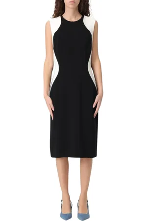 Stella McCartney Sukienki, Kobieta, Czarny, XS, Elegancka Sukienka Midi w Blokach Kolorów