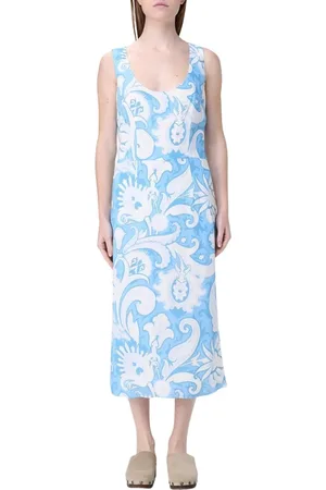 Etro Sukienki, Kobieta, Niebieski, M, Elegancka Letnia Sukienka Midi
