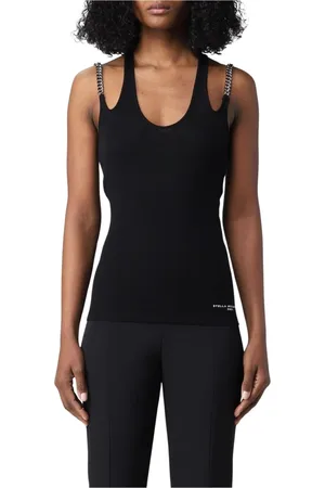 Stella McCartney Koszulki, Kobieta, Czarny, 2XS, Czarny Top z Bawełny z Ramiączkami